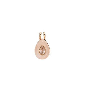 Collier pierre de naissance doré avec pendentif goutte rose et zircone facettée