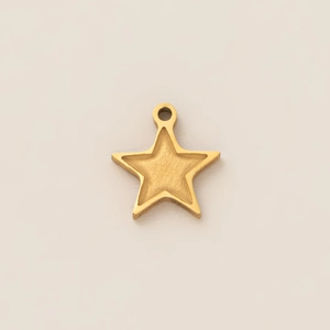 Star-shaped gold charm with matte texture for necklace or bracelet, 18K gold finish