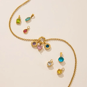 Roestvrij Stalen 12 Geboortestenen Hanger Ketting Voor Vrouwen 18K Verguld Strass Geometrische Maisketting Mode Sieraden