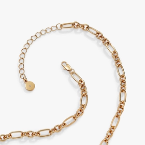 Gold-plated four-leaf clover chain necklace with lobster clasp and pave-set diamond pendant