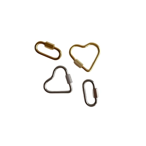 Polished stainless steel heart and oval carabiner clips in gold and silver finishes