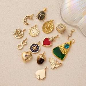 Collier Vintage en Cuivre et Acier Inoxydable Avec Pendentif en Pierre Naturelle Strass Plaqué Or 18K Bijoux DIY Cadeau Unisexe