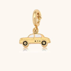 Collier en acier inoxydable plaqué or 18K avec pendentif taxi NYC et détails émail