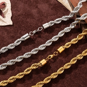 Polished 18K gold and silver stainless steel rope chains with durable lobster clasps