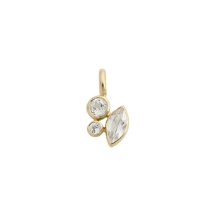 Detail of 18K gold plated necklace pendant with round and marquise crystal settings