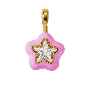Ciondolo a stella in smalto rosa con metallo placcato oro e zircone cubico trasparente