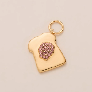 Colgante tostada dorada creativa con diamantes de imitación rosas para collares DIY