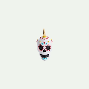 Pendentif tête de mort mexicaine en émail coloré avec placage en or 18 carats de luxe