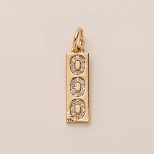 Polished rectangle pendant with 18K gold plating and sparkling zircon oval details