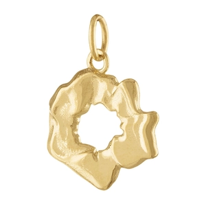 Artistic organic 18K gold plated stainless steel hollow pendant with wrinkled texture