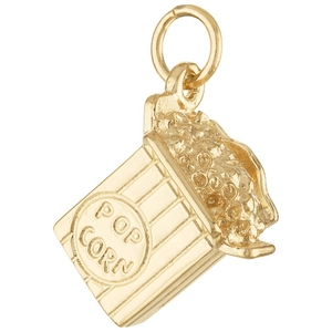 Gold popcorn bucket pendant with POP CORN engraving for DIY jewelry making