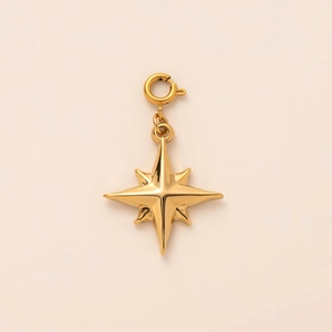 Pendentif étoile octogonale poli plaqué or 18 carats avec fermoir à ressort rond