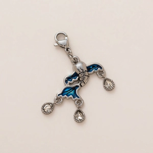 Detailed blue enamel sea life charm with sparkling teardrop crystals and lobster clasp
