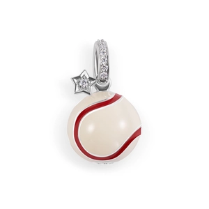 Charm de baseball plaqué or avec émail rouge et pendentif en forme d'étoile brillante