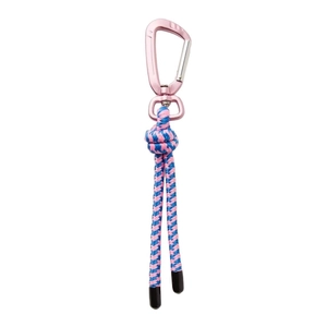 Pink D-ring carabiner and blue-pink braided paracord keychain accessory for women
