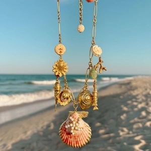 Collana con Ciondolo a Tema Oceano in Acciaio Inossidabile Cavalluccio Marino Stella Marina Perla Artificiale Gioielli Donna