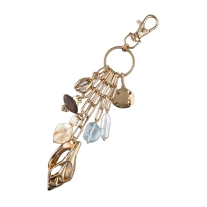 DIY 14K gold plated keychain with pearls and blue charms for women fashion handbag