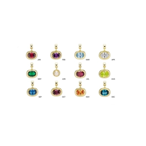 18K gold plated stainless steel birthstone charms set featuring twelve colored gemstones