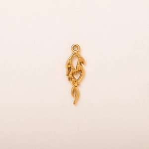 Detail of 18K gold plated abstract flame pendant with loop for DIY jewelry making