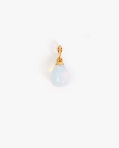 Detail shot of a drop-shaped opal pendant with a gold clasp for DIY jewelry making