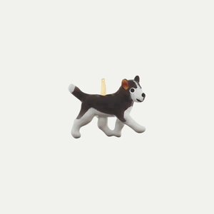 18K gold-plated husky dog pendant with brown and white hand-painted enamel finish