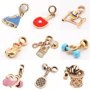 Ciondolo Pendente Serie Sport in Acciaio Inossidabile Placcato Oro 18K Basket Calcio Boxe Manubrio Gioielli Moda Fai-da-te Collana