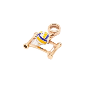 Pendaglio a rete da pallavolo in acciaio inossidabile placcato oro 18K e smalto
