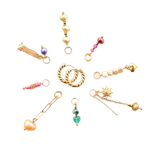Parure bijoux DIY plaquée or 18K avec perles baroques et pendentifs cœur soleil
