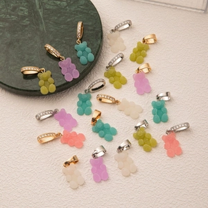 Niche Macaron Gummy Bear Pendant Resin Copper Rhinestone DIY Jewelry Accessories For Necklace Bracelet Women Unisex Pendant Only