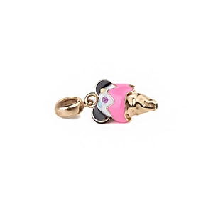 Pendentif crème glacée Mickey en acier doré 18K avec émail coloré et oxyde de zirconium