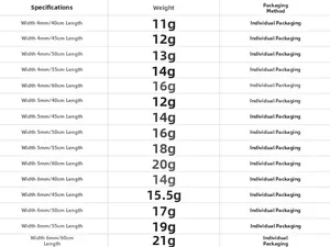 Size chart showing width 4-6mm and length 40-60cm options for the flat snake chain