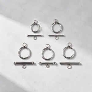 Detailed view of stainless steel OT toggle clasps for jewelry making connectors