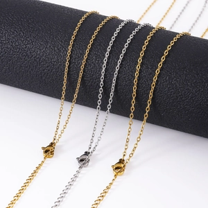 Hammered Stainless Steel Cross Chain Necklace Basic O-Chain With Lobster Clasp Extension For DIY Jewelry Making Accessories