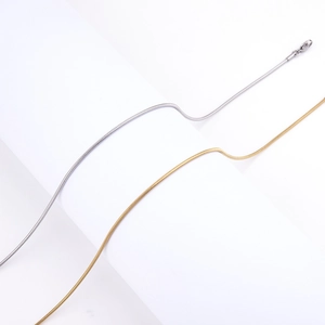 Minimalist gold and silver stainless steel round snake bone necklaces with lobster clasp