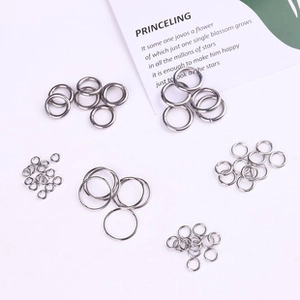 Various sizes of polished silver stainless steel jump rings for DIY jewelry making kits