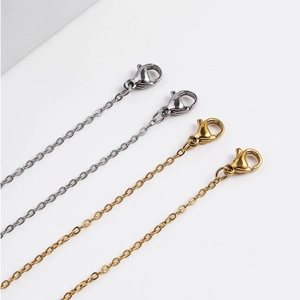 Polished stainless steel cross link chains with lobster clasps in gold and silver colors