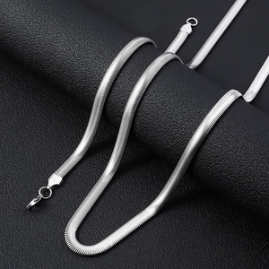 Stainless Steel Herringbone Flat Snake Bone Chain Necklace For Men Women Hip Hop Fashion Polished Clavicle Jewelry Gift