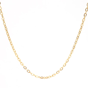 Detailed macro view of thin golden stainless steel O-chain for jewelry making