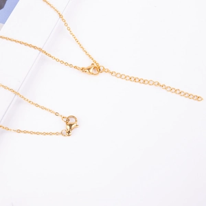 Detailed close-up of gold stainless steel lobster clasp and adjustable extension chain