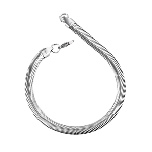 Polished silver stainless steel snake chain necklace with a secure lobster clasp closure