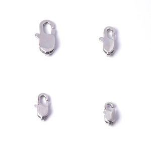 Polished stainless steel lobster clasps in four sizes for jewelry making and DIY projects