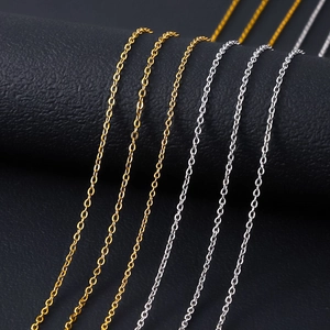 Polished gold and silver stainless steel cross chains for DIY necklace making