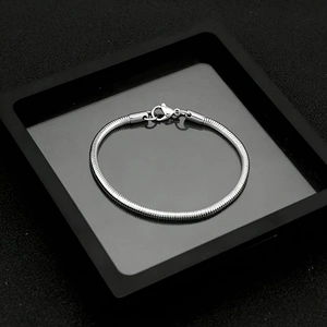 Stainless Steel Round Snake Chain Bracelet For Men Women Hip Hop Minimalist Polished Metal Link Chain Fashion Jewelry