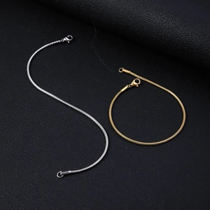 Polished stainless steel round snake chain bracelets in gold and silver with lobster clasp