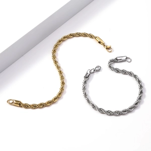 Stainless Steel Rope Chain Bracelet For Men Women Electroplated Twist Chain Fashion Jewelry Unisex Wristband Accessory
