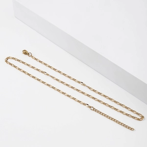 Detailed macro view of 18k gold plated stainless steel lip chain with lobster clasp