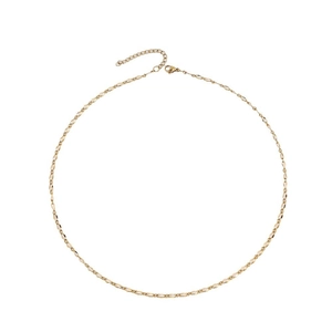 18k gold plated stainless steel lip chain necklace with adjustable lobster clasp