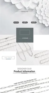 Detailed comparison of three stainless steel long cross chain sizes with precise measurements