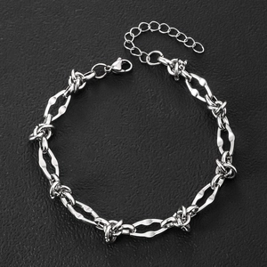 Minimalistisches Edelstahl Geknotetes Kettenarmband Für Herren Damen Silber Geometrisch Punk Industrie Verstellbares Armband