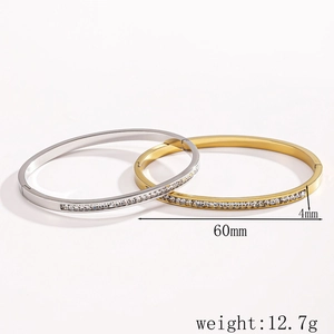 Bracciali rigidi in acciaio inossidabile 4mm con cristalli in finiture oro e argento